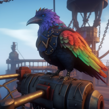 rainbow colored raven