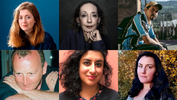Portraits of the contributors for Summer 2023: Fiona Mozley, Joyce Carol Oates, José Falero, Donal McLaughlin, Sabba Khan and Maria Jacqueline Evans.