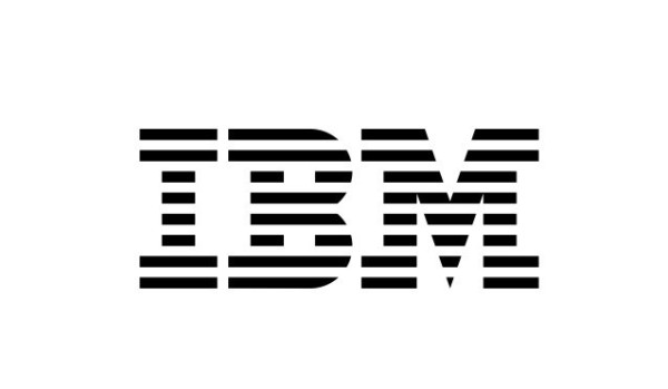 IBM logo, the three letters of the company name rendered in 8 horizontal stripes. 