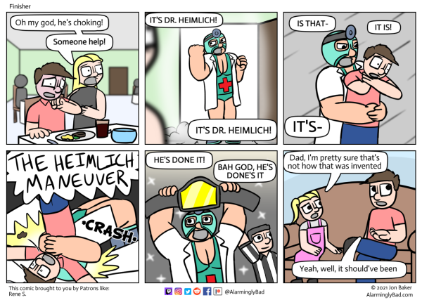 Alarmingly Bad comic about the origins of the Heimlich Maneuver