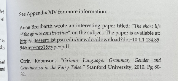 A page of a paperback book in which appears a long, complicated URL, underlined because the book manuscript was obviously prepared as an ebook.