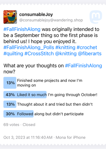 Poll results for what people think about the fall finish along