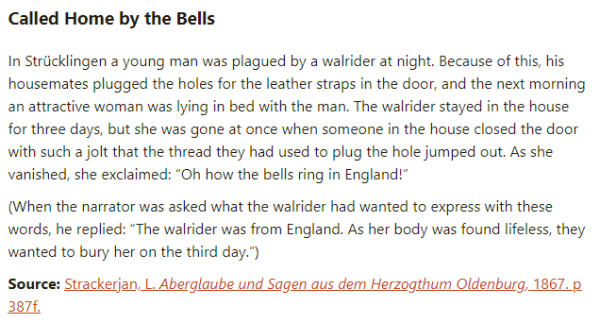 German folk tale "Called Home by the Bells". Drop me a line if you want a machine-readable transcript!