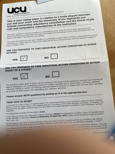 My ballot voting yes to strike action and ASOS