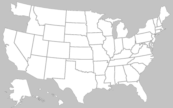 Map of the United States showing all states but Oregon.. because it's Ore-gone! Get it? It's GONE! Hahahahahahaha.. hey where is everyone going?! I have more jokes to STATE. Come back!