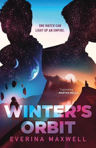 Cover with double exposure silhouettes of two men. Both have star fields in their heads and necks, but the torso on the left has planets or moons with a blue palette, and the one on the right has a warmer palette, depicting a sunset over a city and mountains. There’s a figure in both silhouettes with long hair and dramatic cloak. Who the hell is that?! LOL The whole cover is a bit much in the gayest way. The color merges in the lettering to blues and magentas. GAY! Tagline: one match can light up an empire. GA-AAY!!