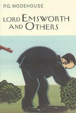 Image shows cover of 

 LORD EMSWORTH AND OTHERS 
by
PG.WODEHOUSE ("Plum")

THe cover image shows a man bendnig over with his hands in a small shrub, while a rifle is pointing at his buttocks.
