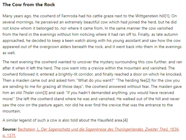 German folk tale "The Cow from the Rock". Drop me a line if you want a machine-readable transcript!
