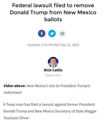 Federal lawsuit filed to remove Donald Trump from New Mexico ballots