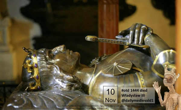 The picture shows the upper body of a reclining figure stylized as a young knight