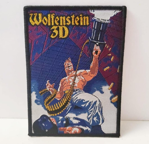 A patch of a Wolfenstein 3D scene, BJ blasting his gun and the bullets falling around him. 