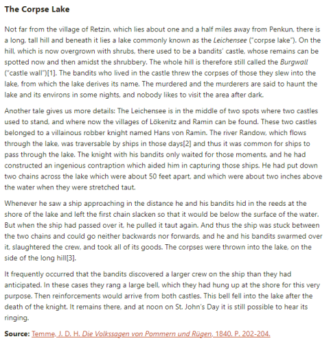 German folk tale "The Corpse Lake". Drop me a line if you want a machine-readable transcript!