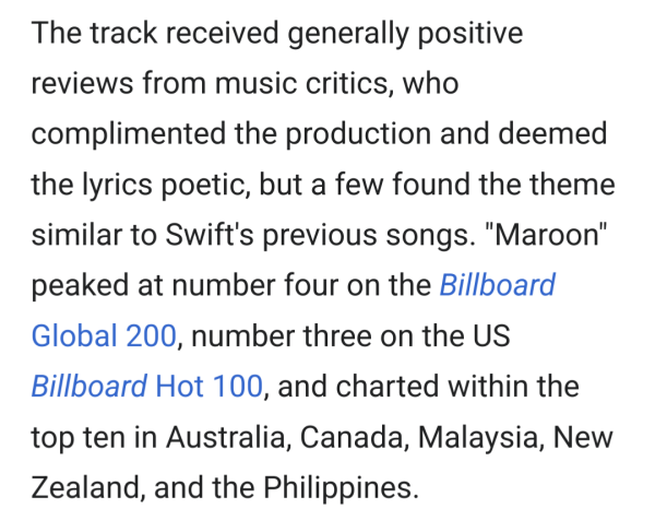 Post from wiki about Swiftie song