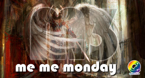 Me Me Monday header - illustration of an angel with a sword in a castle