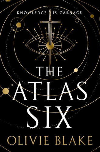 Black book cover with concentric circles that recall the movement of planets and a sword piercing an eye in the center, all in gold. White serif lettering: Knowledge is carnage. If that's true, reading this book killed me, and not in a good or freaky way.