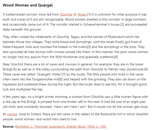 German folk tale "Wood Women and Quergel". Drop me a line if you want a machine-readable transcript!