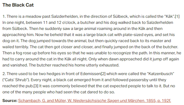 German folk tale "The Black Cat". Drop me a line if you want a machine-readable transcript!
