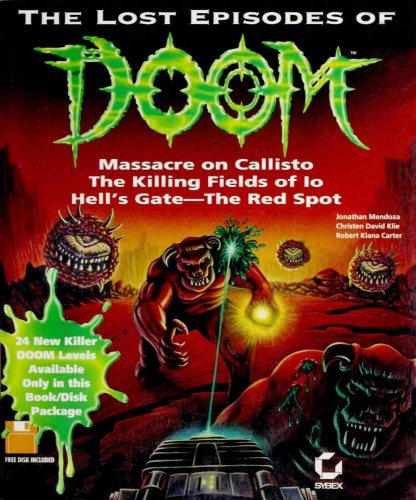 The English book cover of The Lost Episodes of Doom which has Cacodemons and Barons of Hell on the cover.