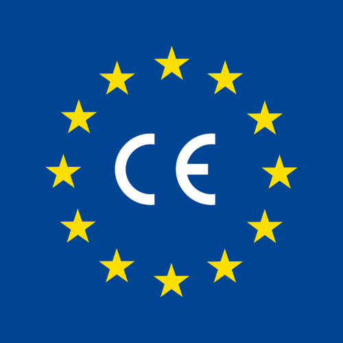 A plain visual with the ‘CE’ conformity mark at the centre, surrounded by the 12 stars of the EU flag.