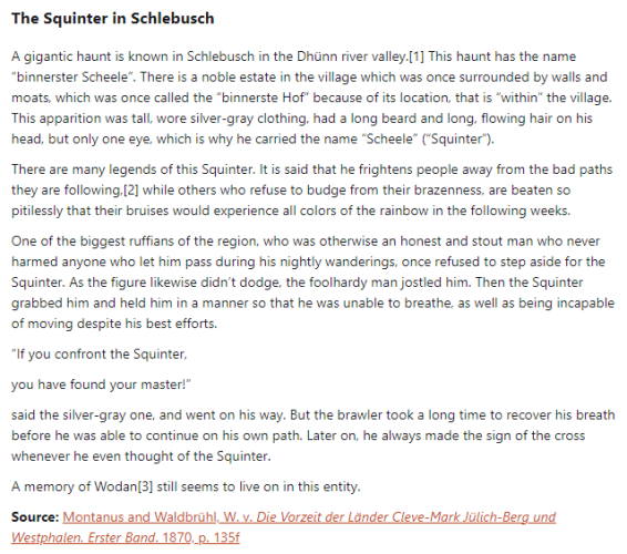 German folk tale "The Squinter in Schlebusch". Drop me a line if you want a machine-readable transcript!