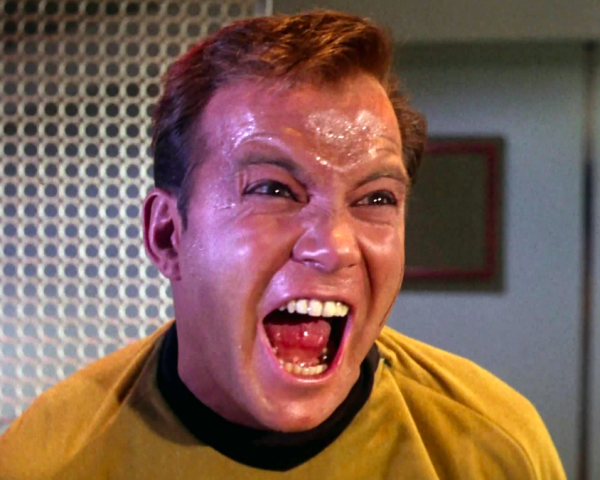 William Shatner emoting so much it's warping time and space.
