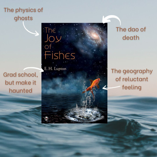 The physics of ghosts
Grad school, but make it haunted
The dao of death
The geography of reluctant feeling
The Joy of Fishes by EH Lupton. The cover has a goldfish jumping out of water with a galaxy in the corner, and honestly I don't know what it means but it feels evocative.