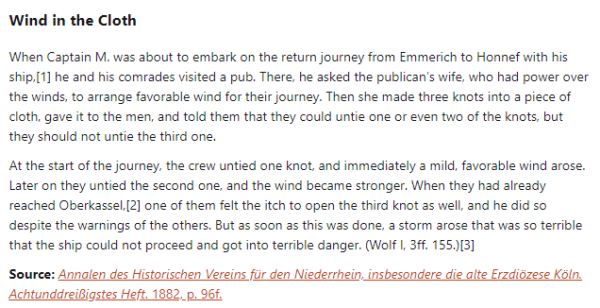 German folk tale "Wind in the Cloth". Drop me a line if you want a machine-readable transcript!