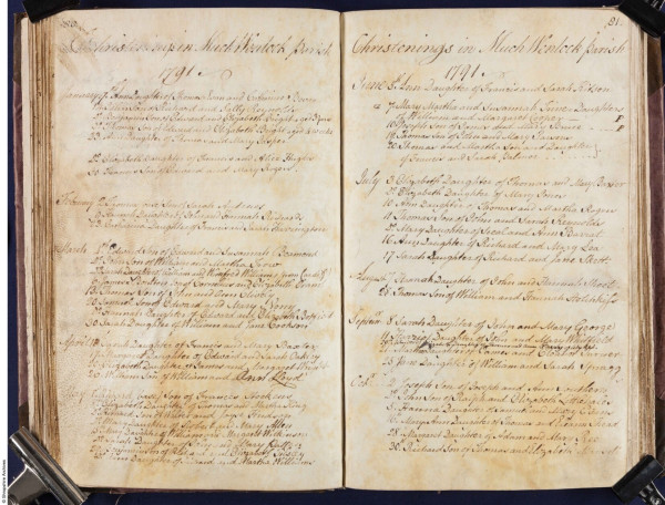 An image of the Parish records for Ann Morgan's Birth