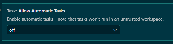 Task: Allow Automatic Tasks
Enable automatic tasks— note that tasks won't run in an untrusted workspace