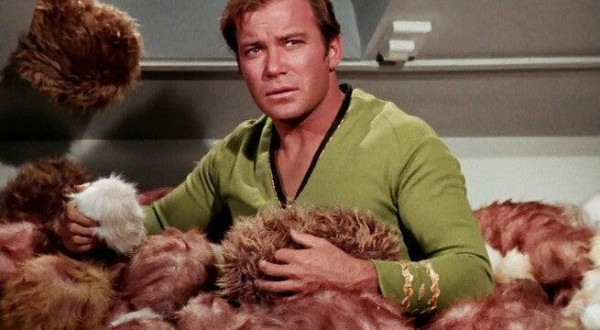 Kirk buried up to his underarms in tribbles 