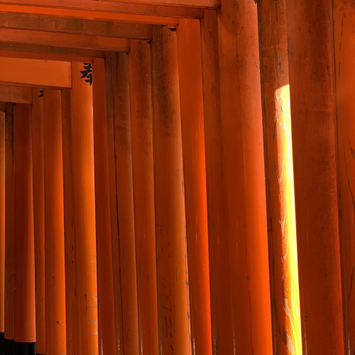 Kyoto. Japan. Colonnes rouge d’un sanctuaire 