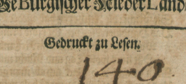Detail from title page "Verzettelte Saltz- Fisch- und Vogel-Gedancken", 1684, : "Gedruckt zu Lesen." VD17 3:640235B