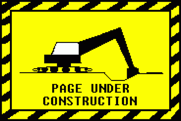 Site under construction, animated gif of an excavator