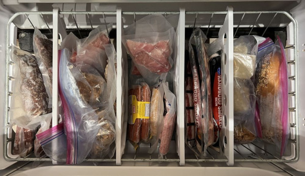 Freezer organized into sections using 3D printed dividers