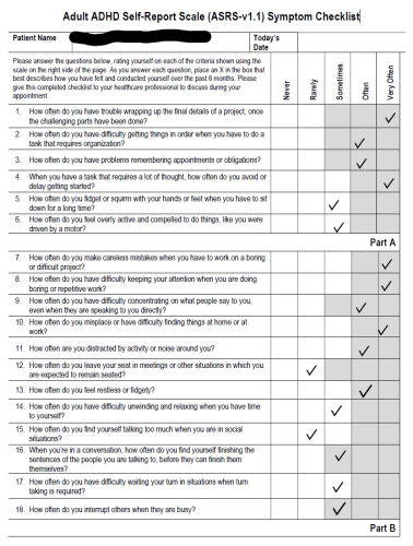 Adult ADHD Self-Report Scale (ASRS-v1.1) Symptom Checklist

The text is too long for alt text... it will be in following toots.