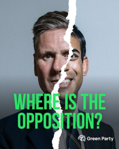 Picture half the facebof Starmer and Sunak captioned "Where is the opposition".
