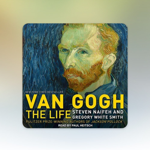 Book cover showing the self-portrait of Van Gogh, the title which is Van Gogh the Life and the authors,  Steven Naifeh and Gregory White Smith. Audio book read by Paul Heitsch.
Sunday Times best seller,  Pulitzer prize winners of Jackson Pollock