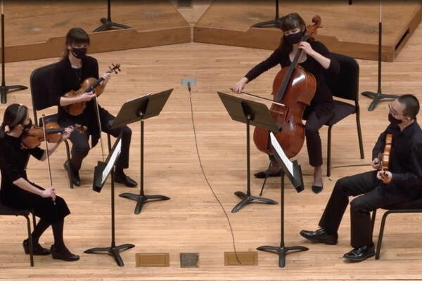 Members of the St. Louis Symphony string section perform Jessie Montgomery's "Strum" in 2020