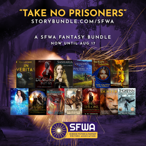 Image of SFWA’s “Take No Prisoners” fantasy story bundle. 13 awesome books for a great price, supporting an awesome charity.