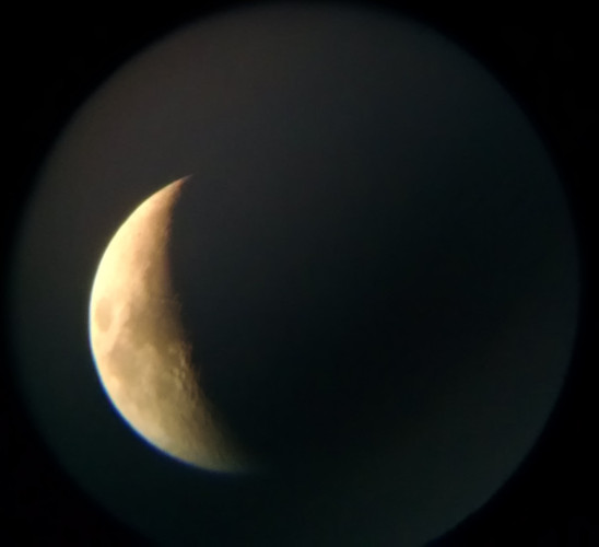 The moon viewed through a telescope 