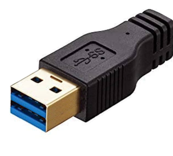 A USB 3.0 connector on a cable with 2 layers.