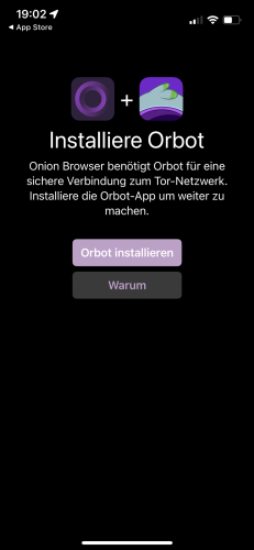 Onion Browser will Orbot haben