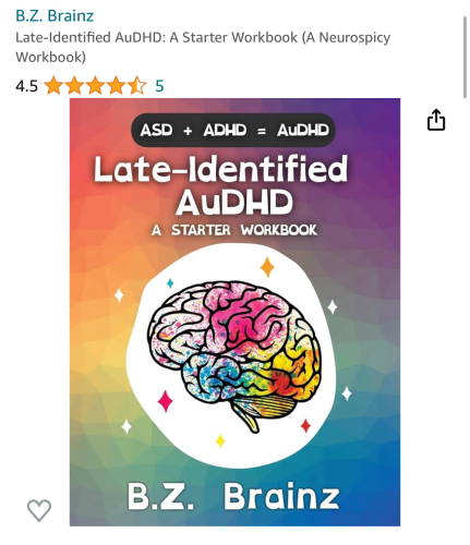 Amazon page for Late-Identified AuDHD a Starter Workbook