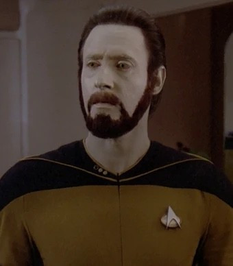 Data in Star Trek TNG with a beard.