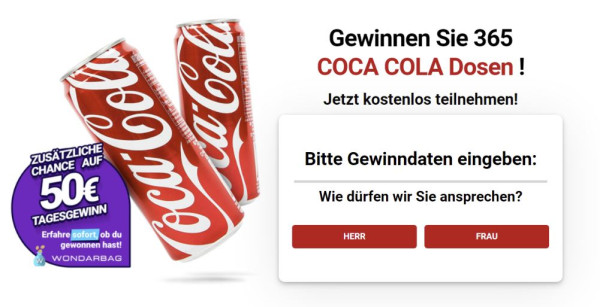 Win 365 Coca-Cola cans only for Germany People can get them!