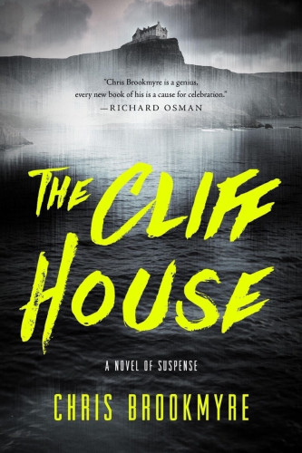 Book cover shows a dark ocean with a mansion set on top of a steep cliff.
