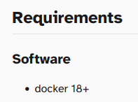Software requirements: docker 18+