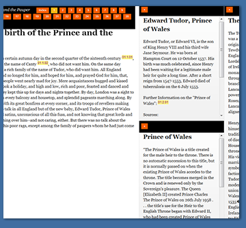 A page of literature with open annotations (about the birth of Edward Tudor, Prince of Wales, but that's just an example)