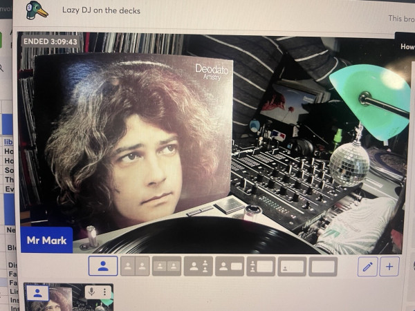 Photo of my laptop screen showing the record cover of Deodato  was the last one I played.