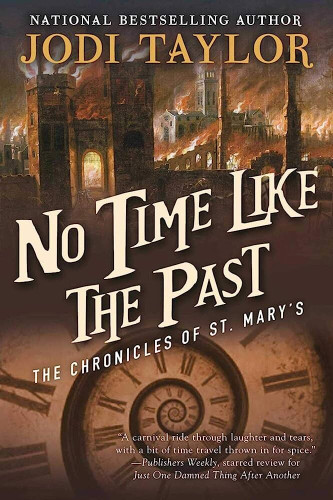 Cover: 

Above - A depiction of burning buildings during The Great Fire of London.  

Below - a clock spiraling into infinity.